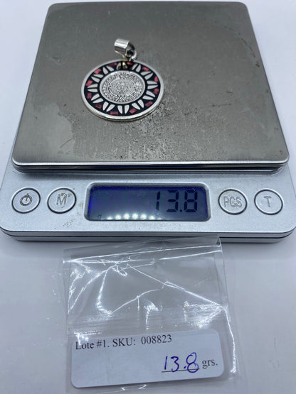 Dije Calendario Azteca de Plata con Piedra Rosa — Taxco 925 — foto 6