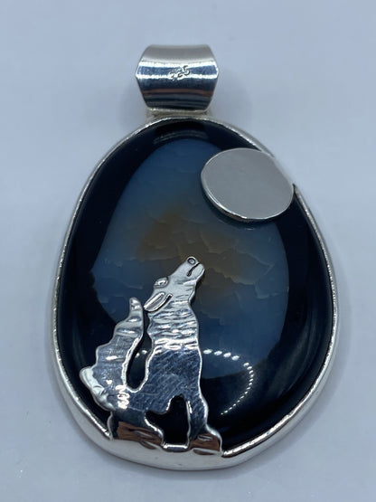 Dije Lobo y Luna de Plata con Onix — Taxco 925 — foto 5