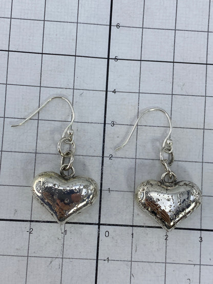 Aretes de plata corazón con ganchos, listos para usar, par completo