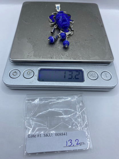 Dije Cabeza K'inich Janaab' Pakal Lapislázuli — Plata 925 — foto 6