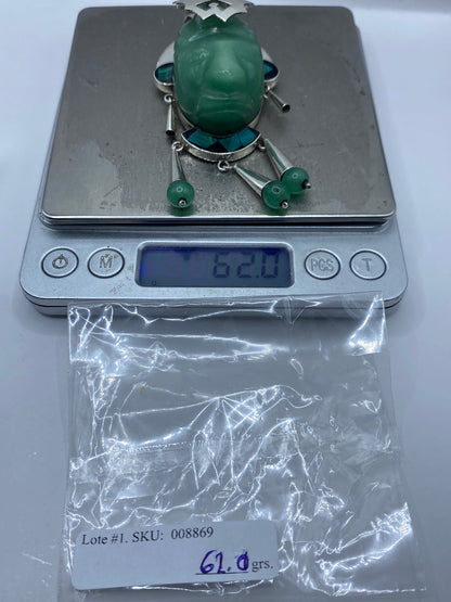Dije Jade y Malaquita Escultural de Plata — Taxco 950 — foto 6