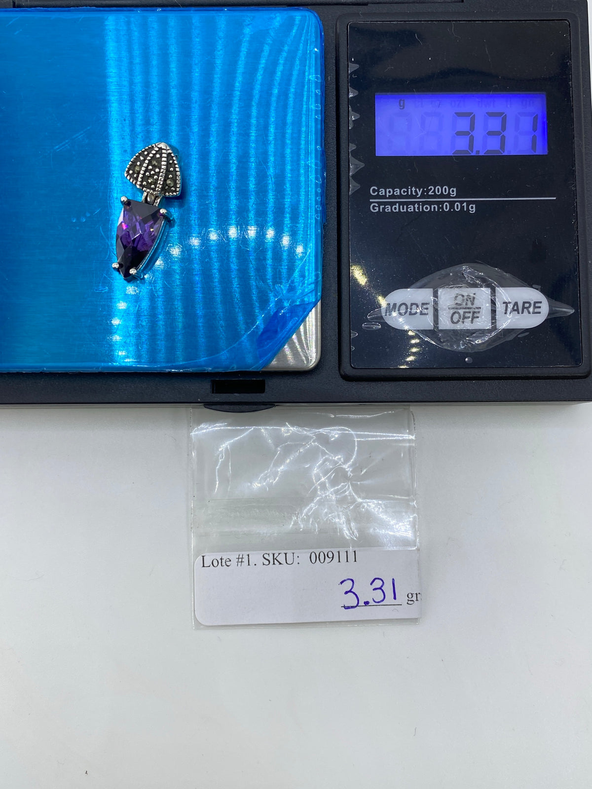 Dije de Plata Circonia Morada y Marcasita — Taxco 925 — foto 6