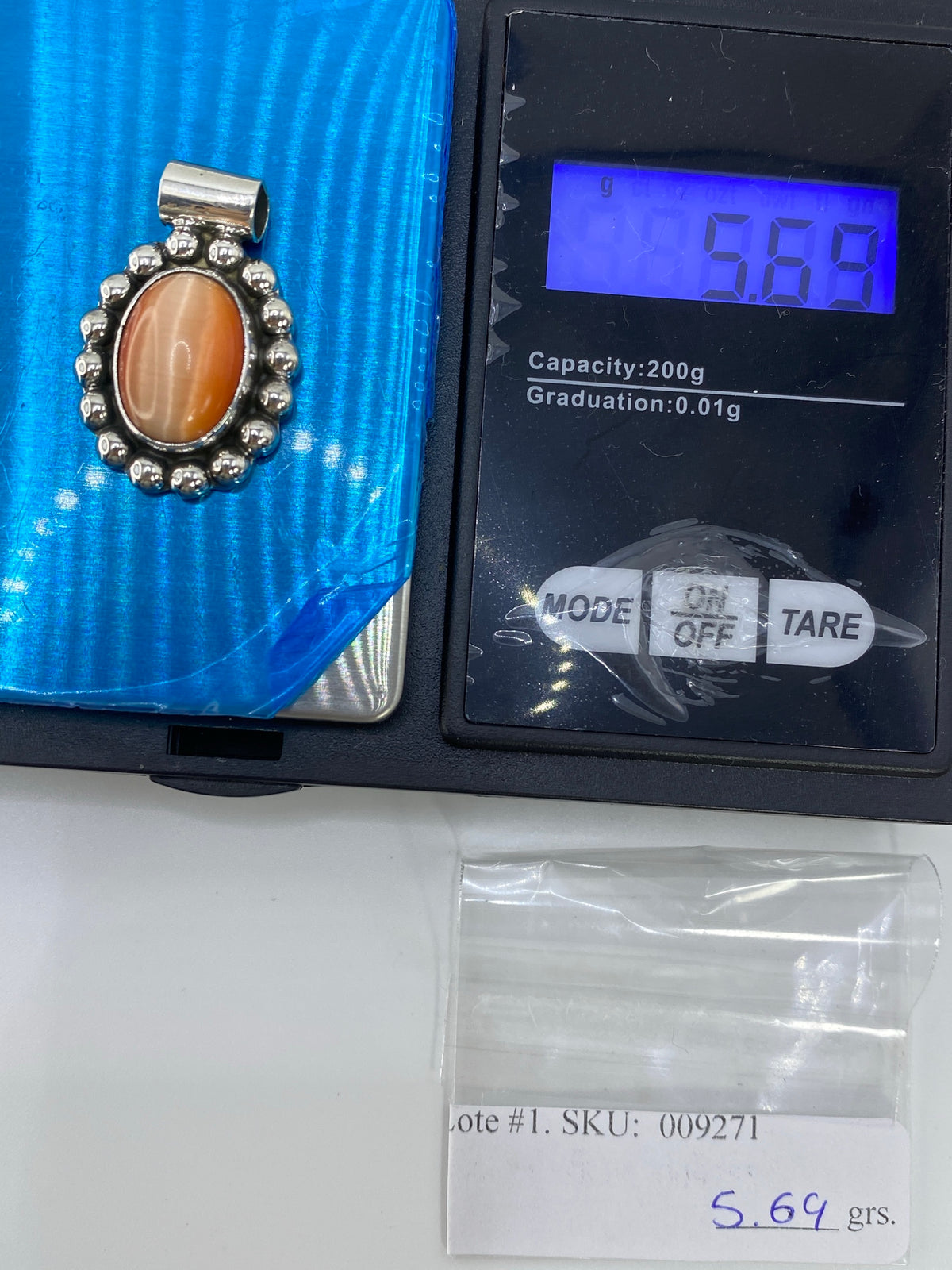 Dije de Plata con Ojo de Gato Naranja — Taxco 925 — foto 6