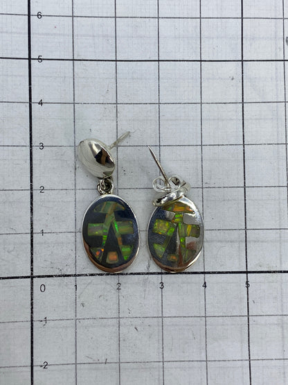 Aretes de ópalo de fuego con cierre de gancho de plata, listos para usar