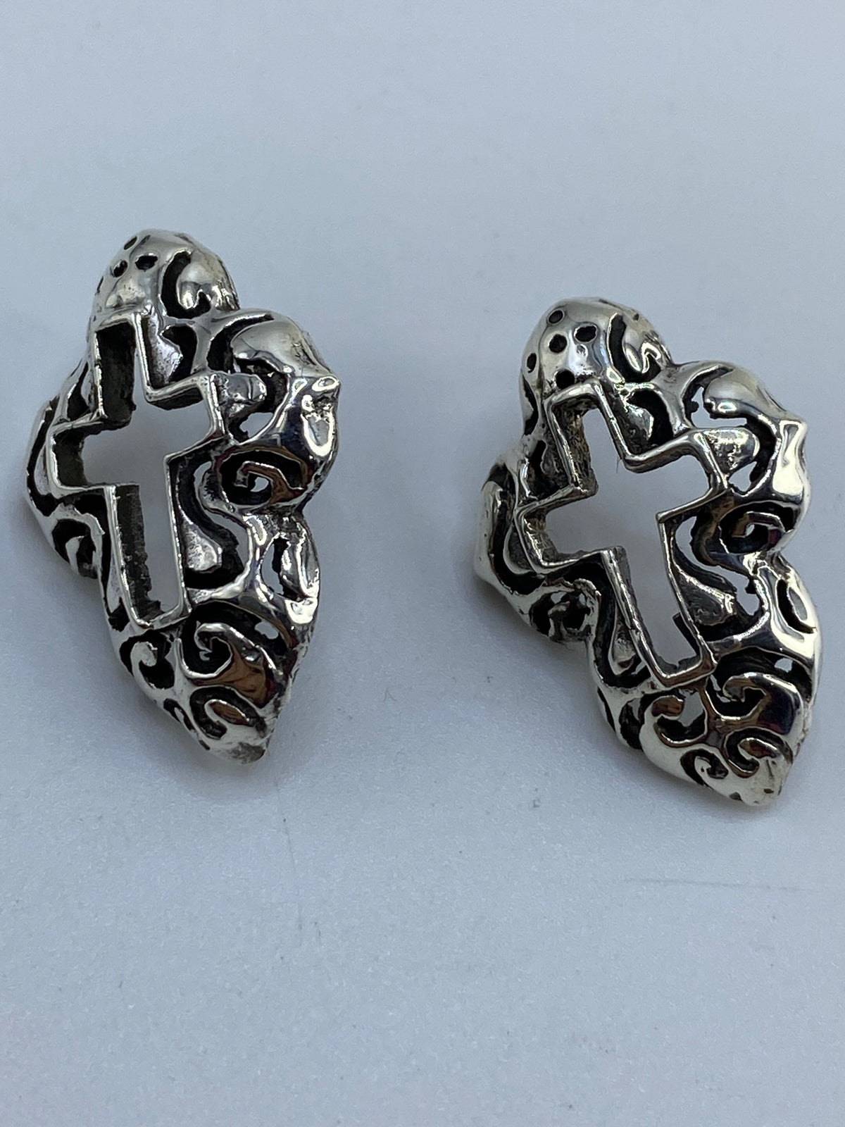 Aretes de Plata Calado con Cruz — Taxco 925 — foto 5
