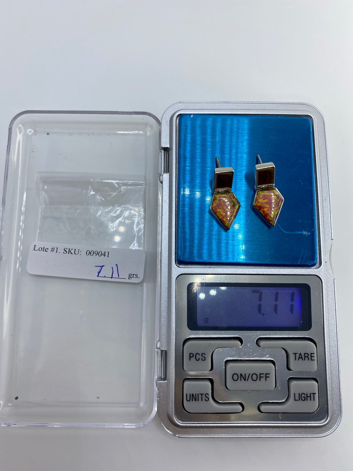 Aretes de Plata 950 con Ópalo de Fuego Multicolor — Taxco — foto 6