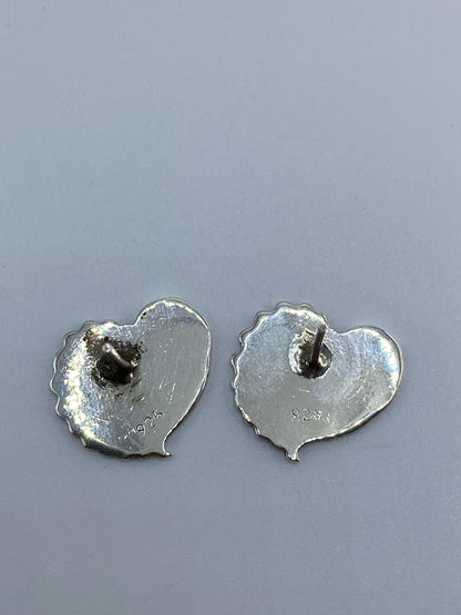 Aretes de Plata Cartoneado Corazón Floral — Taxco 925 — foto 5