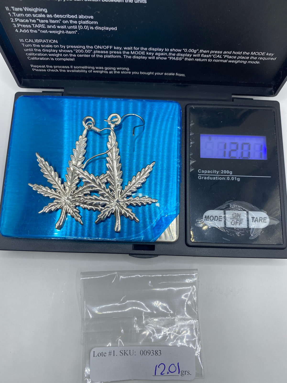 Aretes de Plata Repujada Hoja Cannabis — Taxco 925 — foto 6
