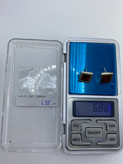 Aretes de Plata 950 con Ópalo de Fuego Multicolor — foto 6