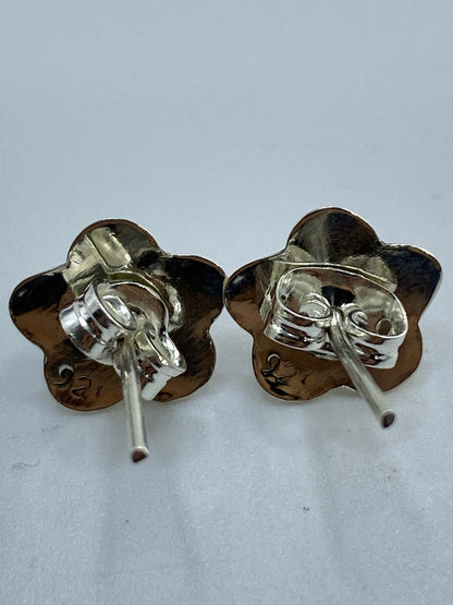 Aretes Plata Ojo de Tigre Café — Diseño Floral Taxco — foto 5