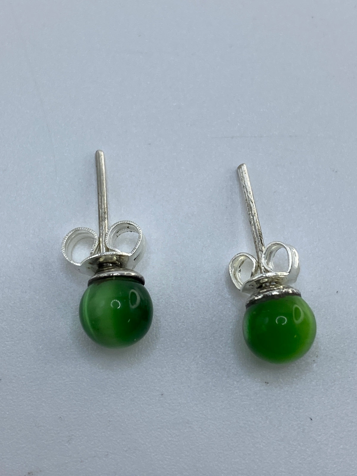 Aretes de Plata con Ojo de Gato Verde — Taxco 925 — foto 5