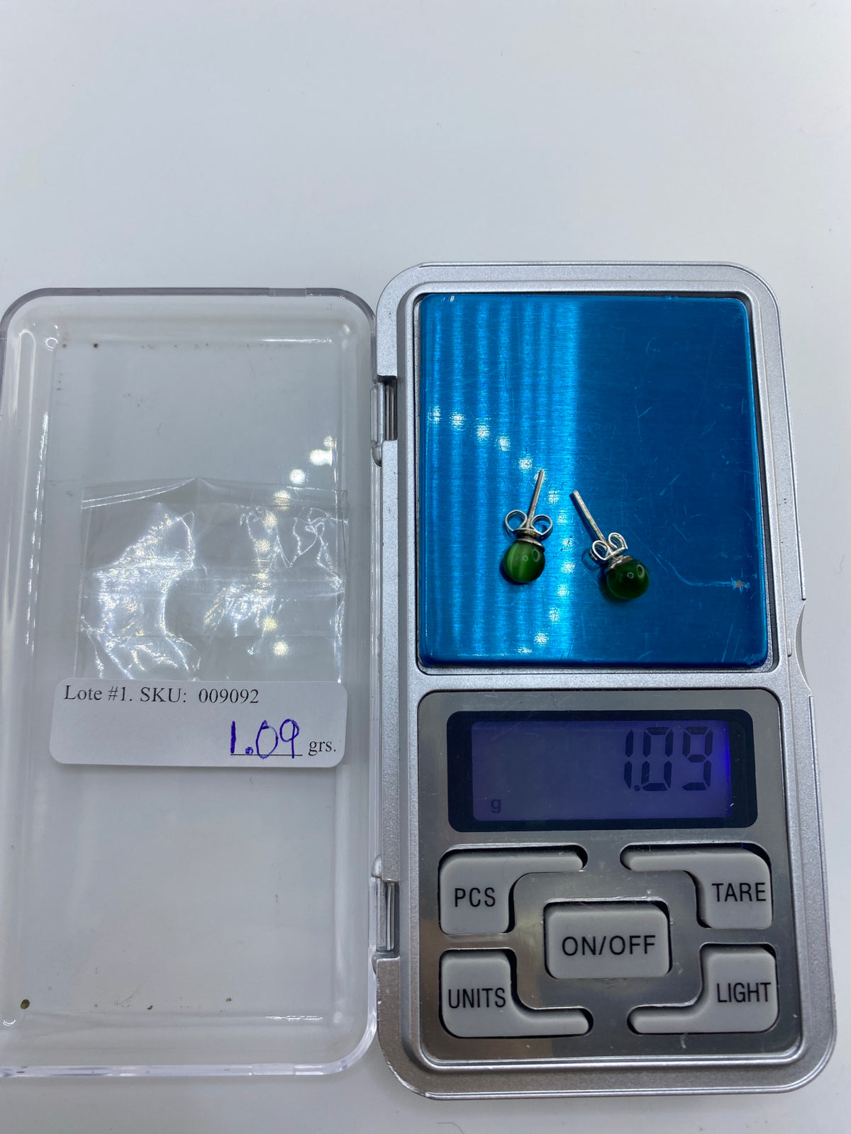 Aretes de Plata con Ojo de Gato Verde — Taxco 925 — foto 6