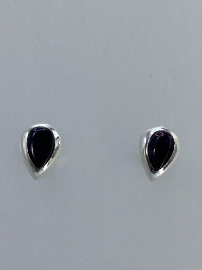Par de aretes de plata 925 con ópalo de fuego multicolor, engastados a mano