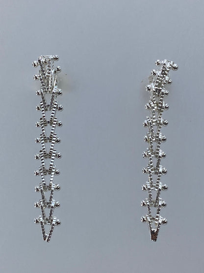 Par de aretes de plata 925 con diseño geométrico lineal de 2.9 cm