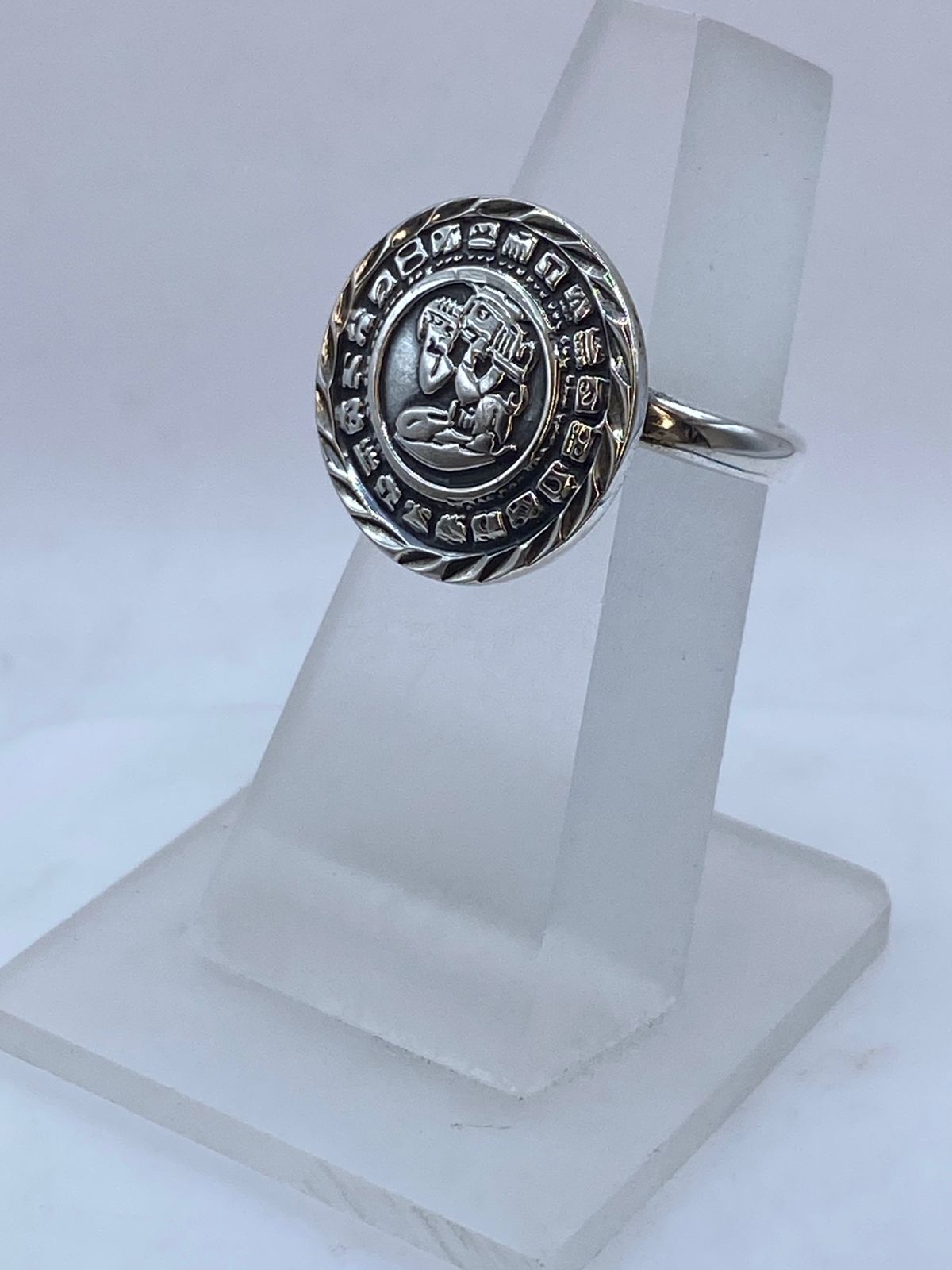 Anillo Ajustable Calendario Maya en Plata .925