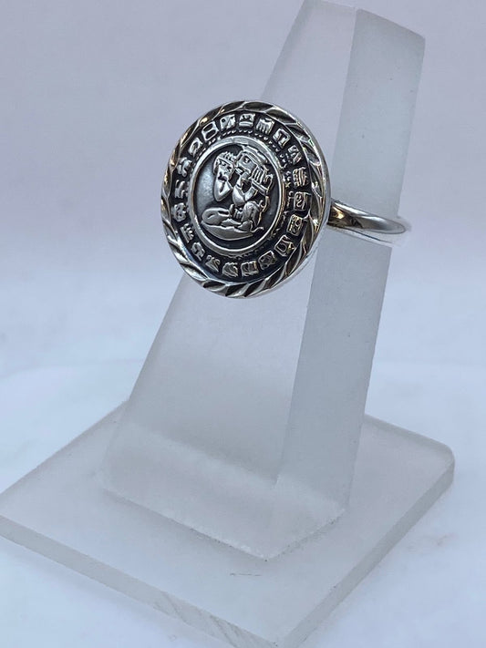 Anillo Ajustable Calendario Maya en Plata .925