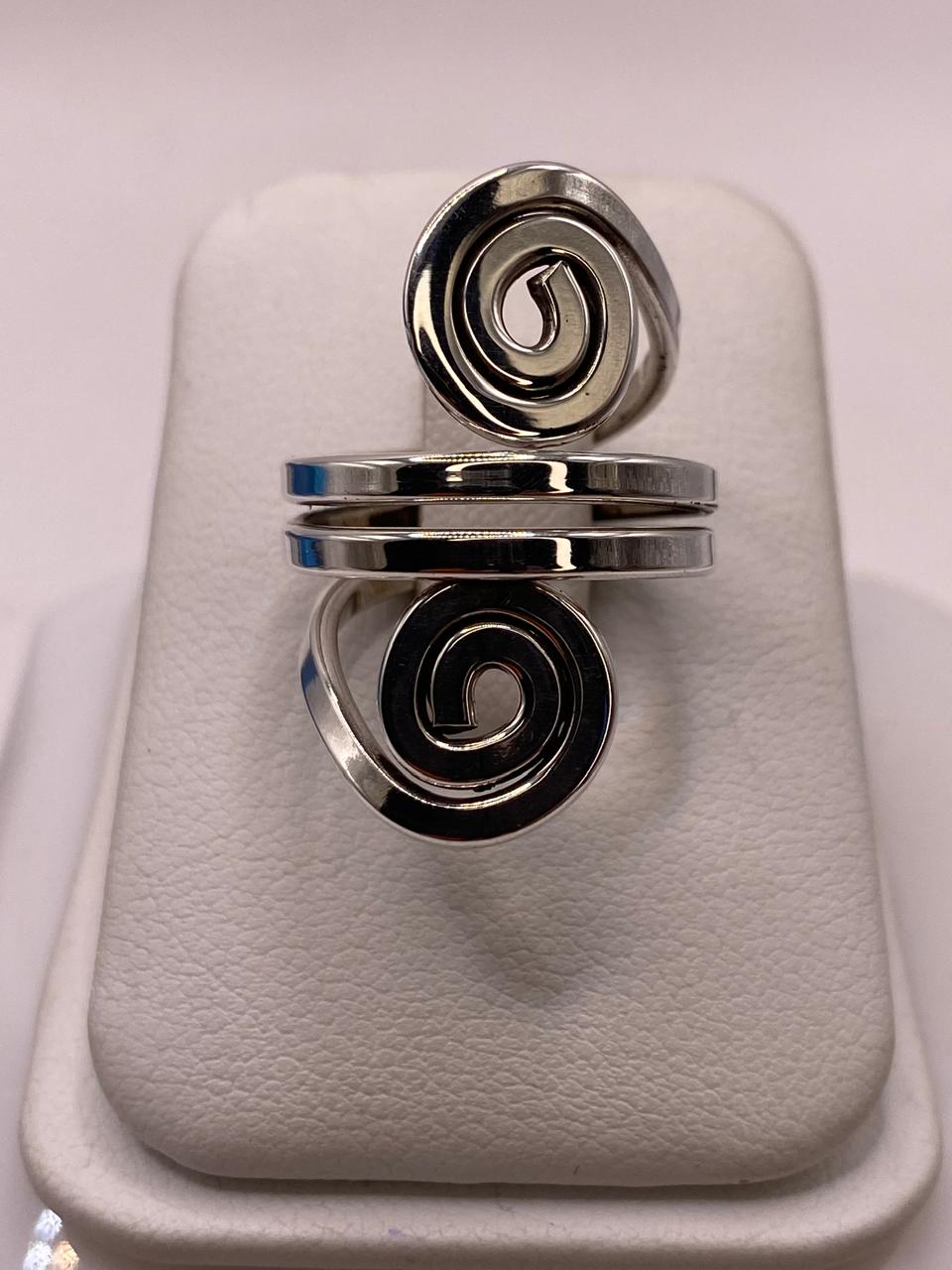 Anillo Ajustable de Plata .925 con Diseño Espiral Doble
