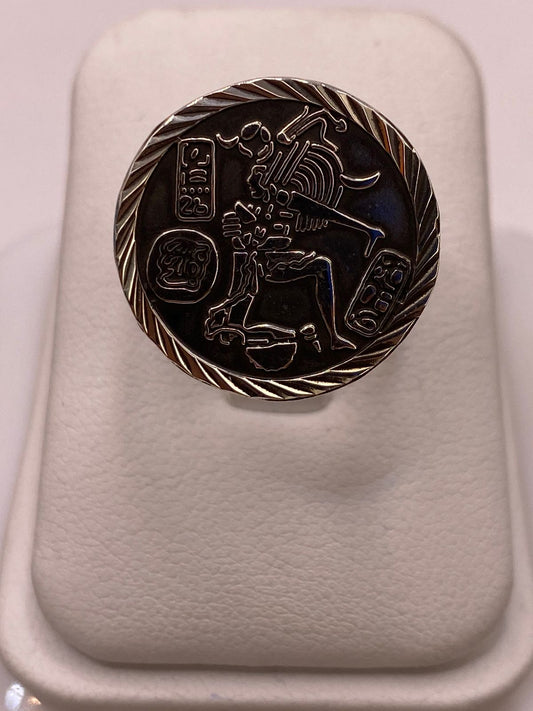 Anillo Ajustable de Plata .925 con Grabado Maya Ancestral
