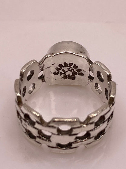 Anillo Artesanal con Ópalo de Fuego Verde en Plata .950, vista frontal