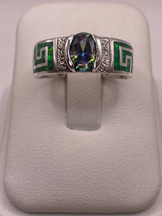 💎 Anillo Artesanal de Plata 950 con Ópalo de Fuego y Zirconia