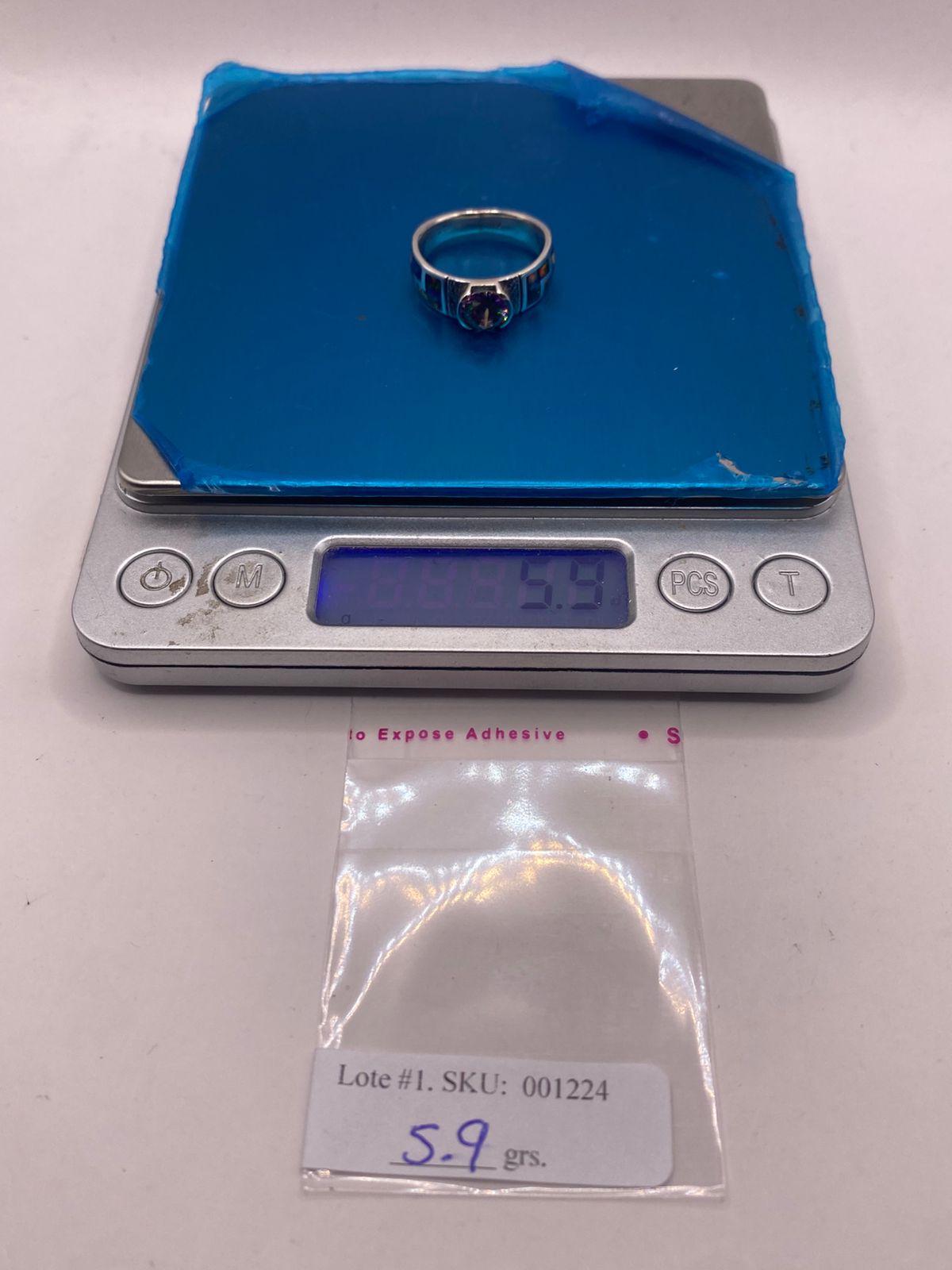 Anillo Artesanal de Plata Ley 950 con Ópalo de Fuego y Zirconia Mística Arcoíris