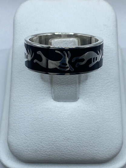 Anillo Artesanal de Plata .925 con Ónix Negro – Diseño Tribal Contemporáneo, sello de autenticidad Plata Ley .925