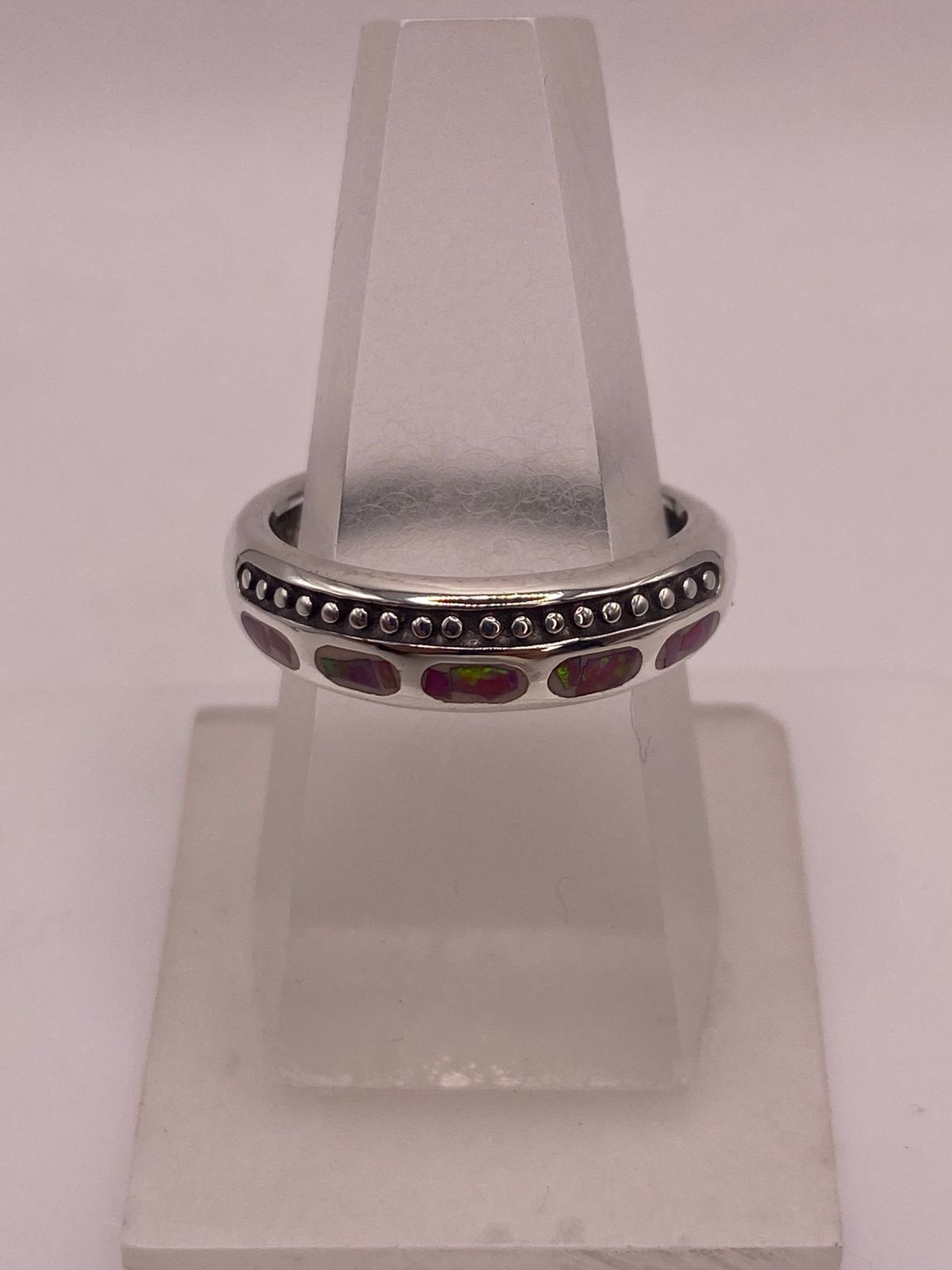 Anillo Artesanal de Plata 950 con Ópalo de Fuego — ángulo diagonal
