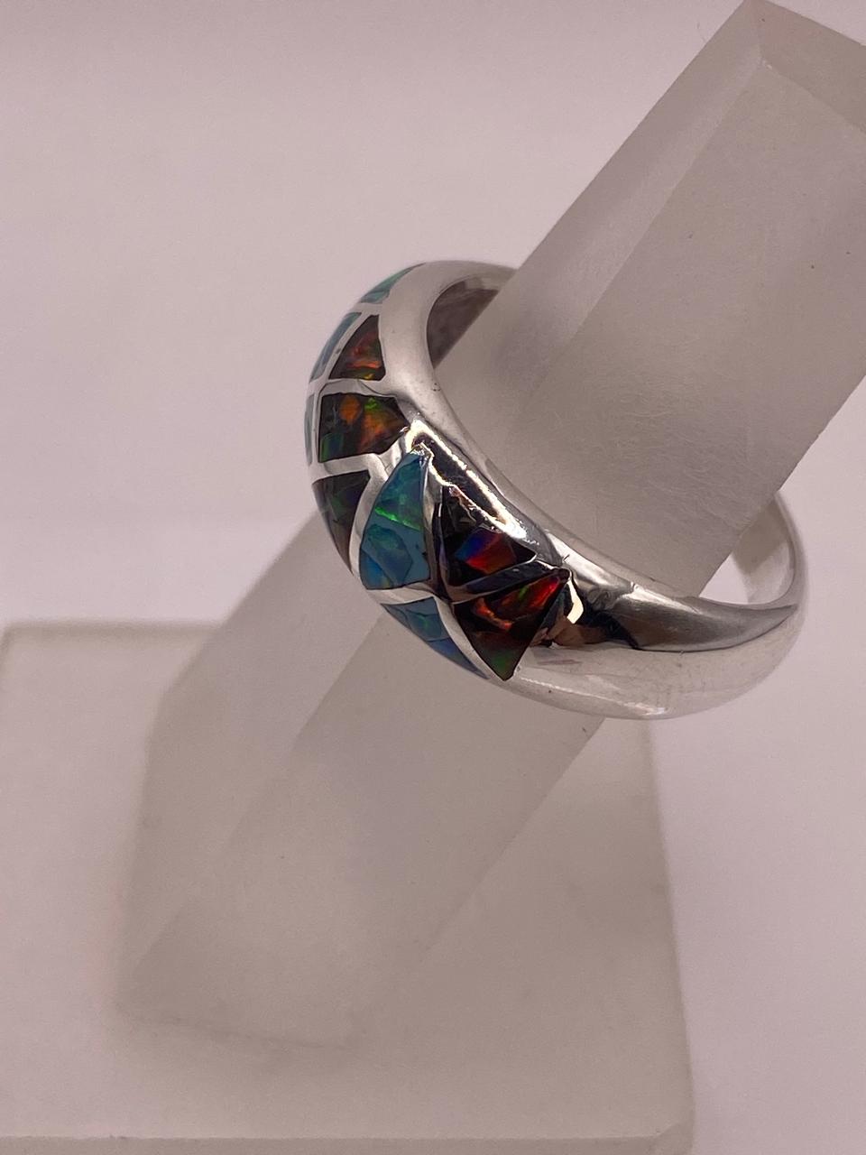Anillo Artesanal de Plata 950 con Ópalo de Fuego