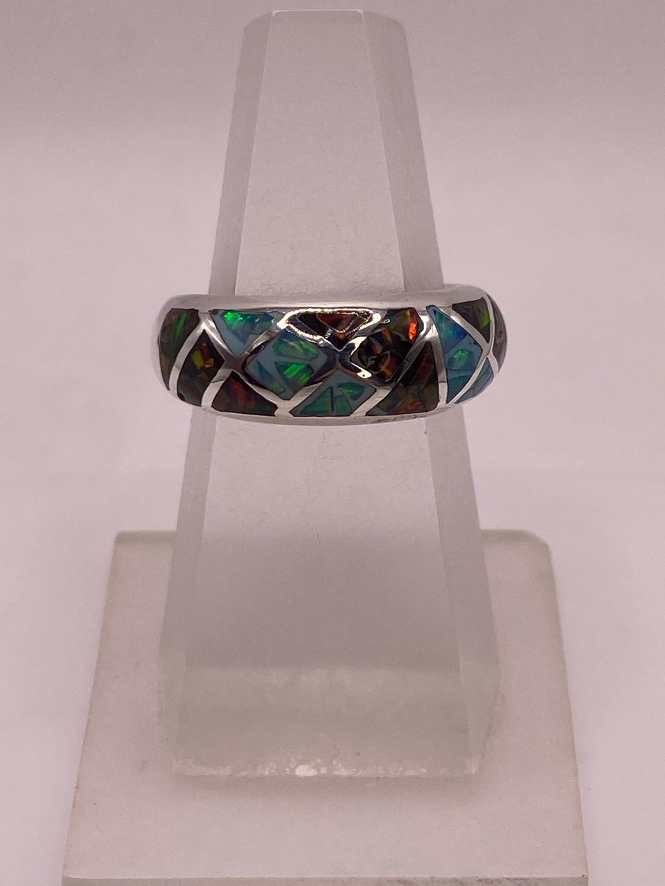 Anillo Artesanal de Plata 950 con Ópalo de Fuego