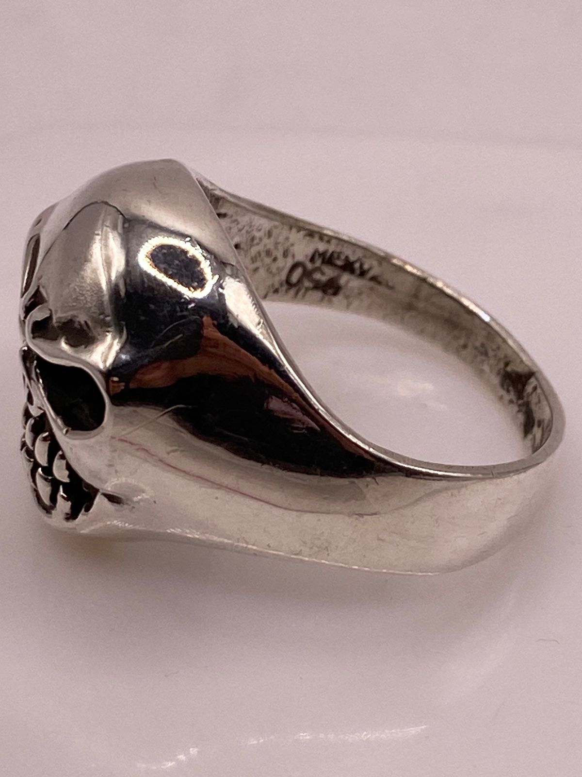 Anillo Calavera de Plata Ley .950