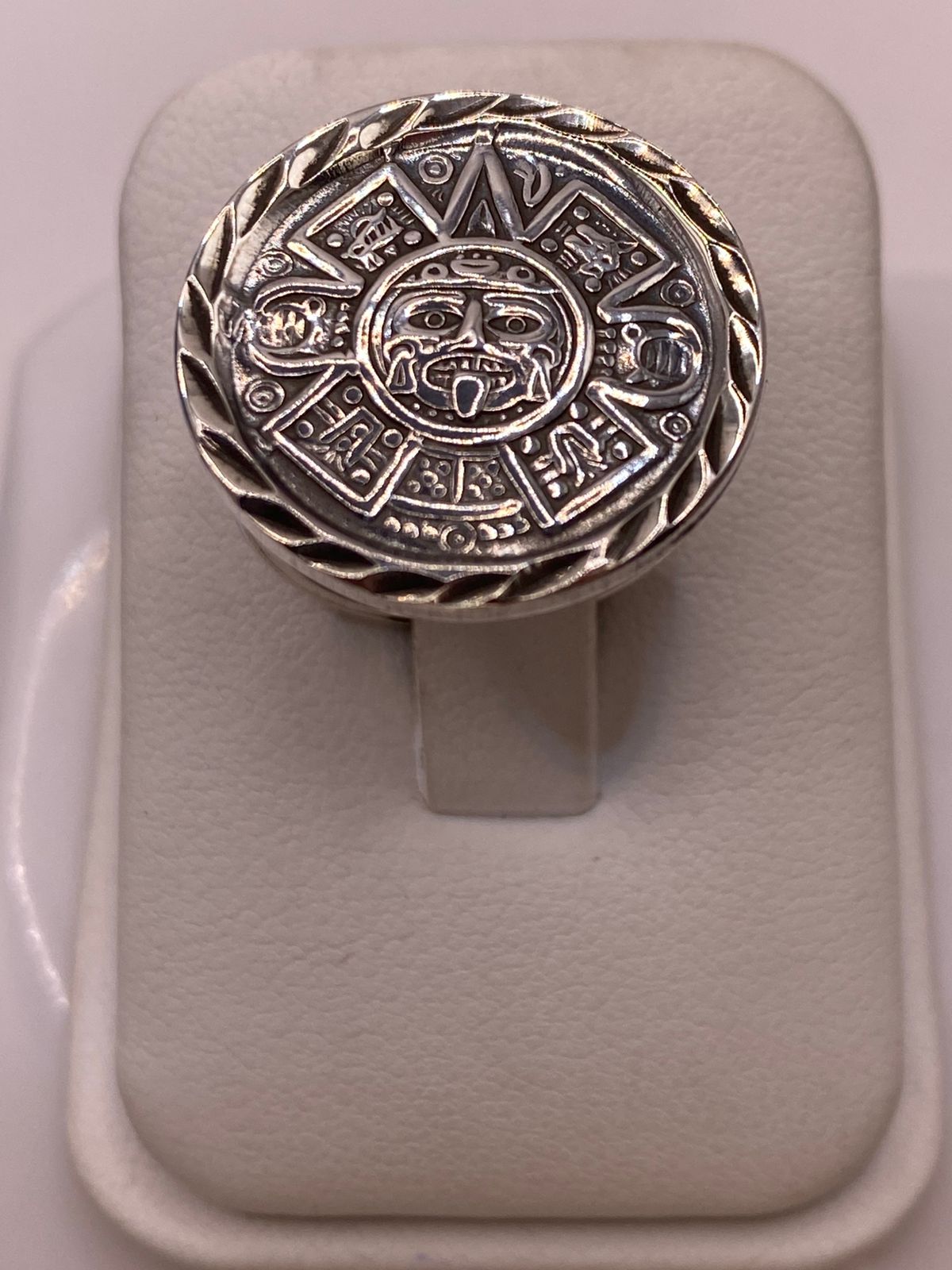 Anillo Calendario Azteca Ajustable en Plata .925