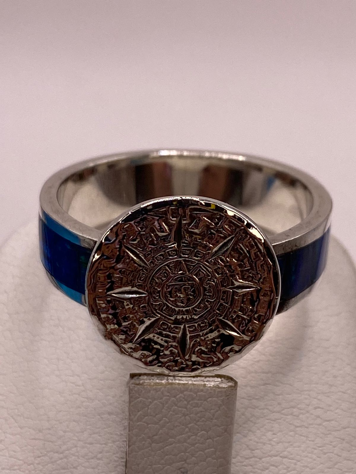 🌞💎 Anillo Calendario Azteca con Ópalo de Fuego en Plata Ley 950