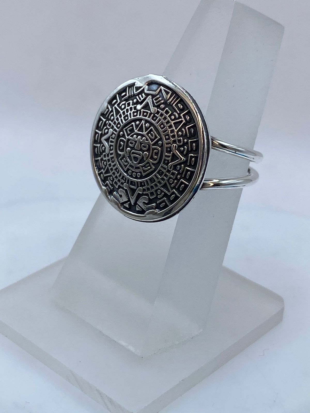 Anillo Calendario Azteca en Plata .925