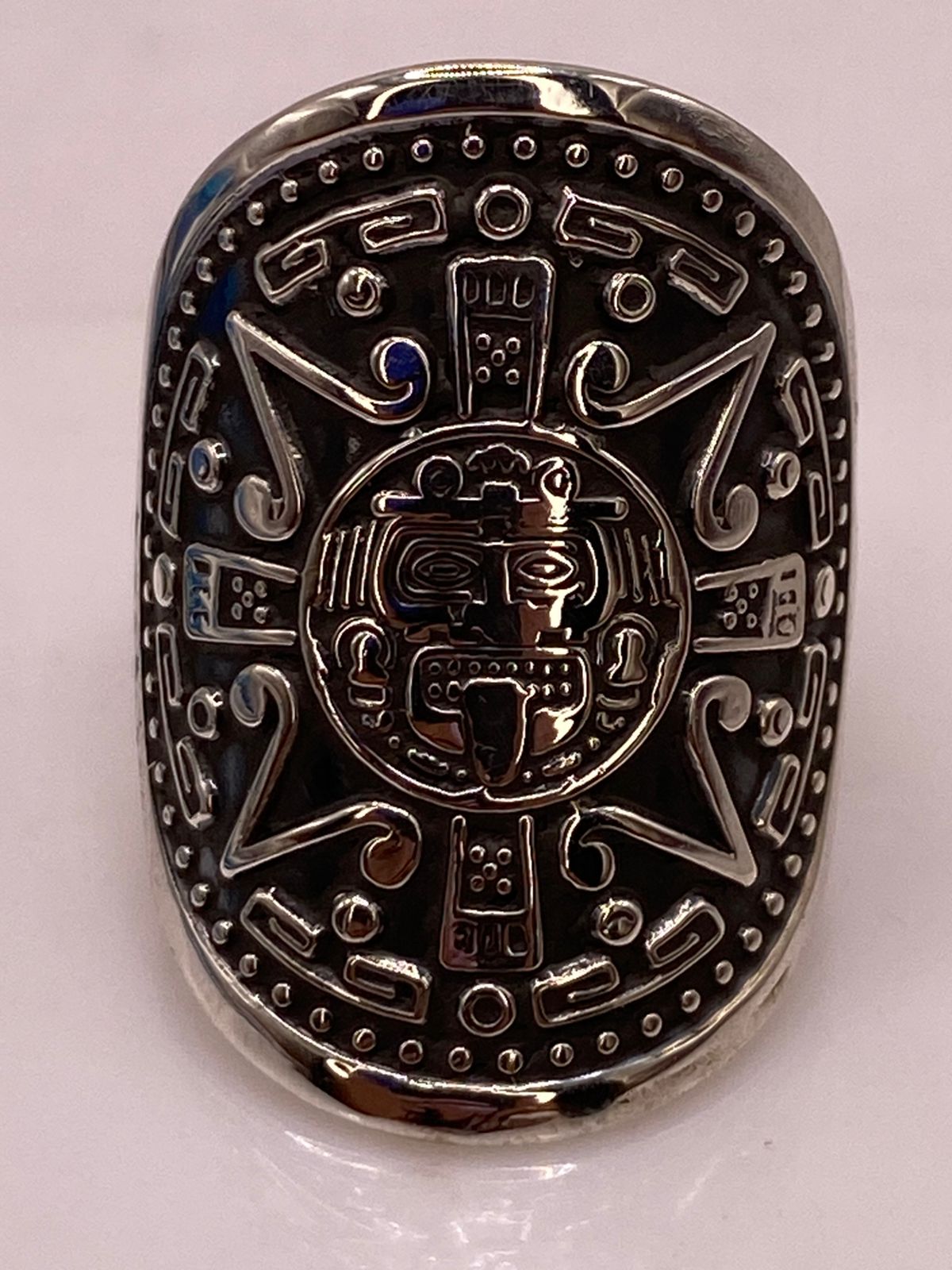 Anillo Calendario Azteca en Plata .925