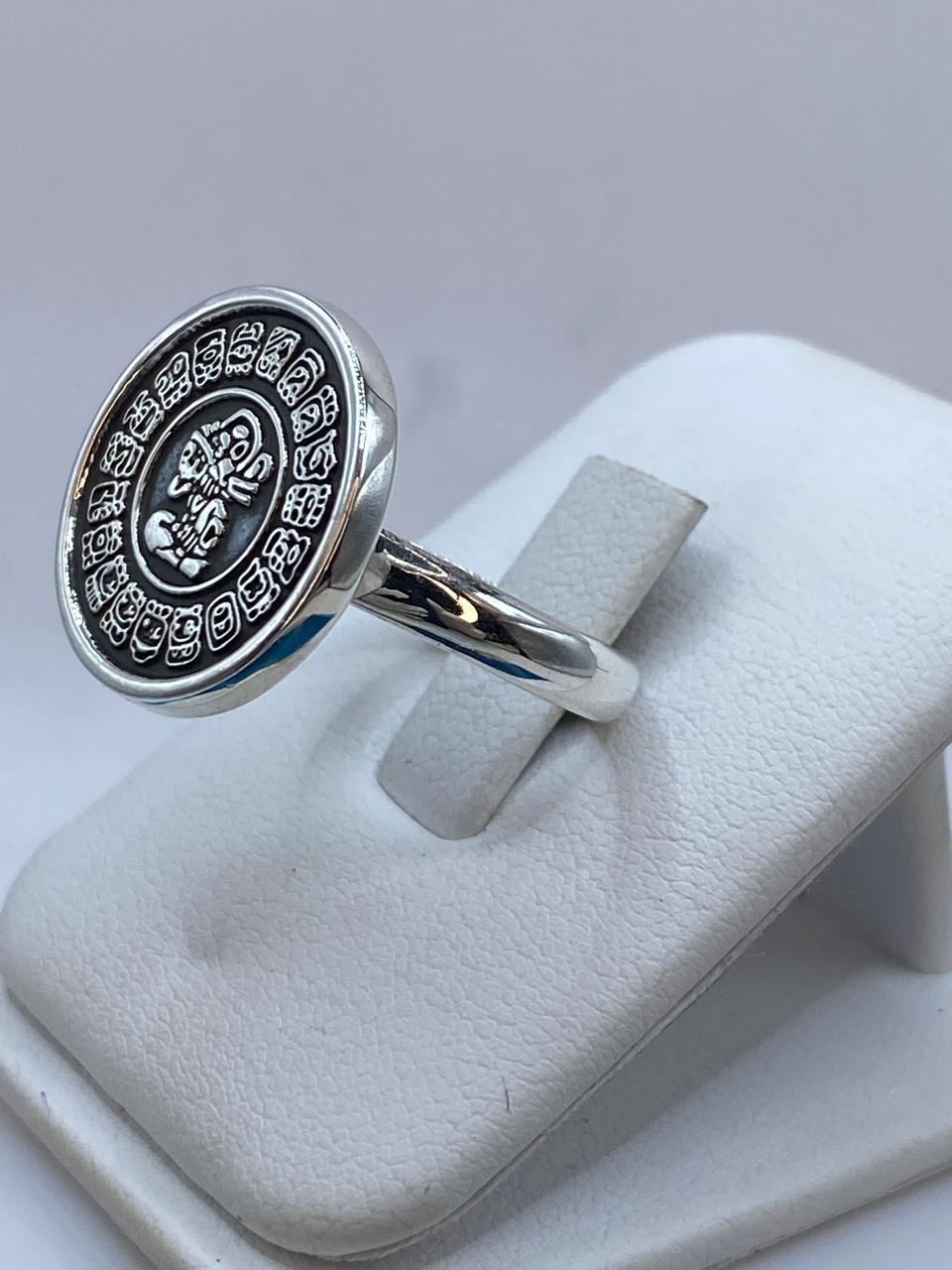 Anillo Calendario Maya en Plata .925 Diseño Circular Ancestral