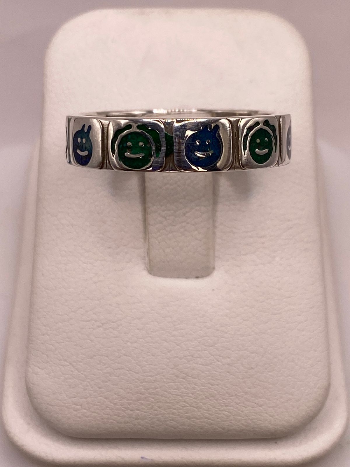 😊 Anillo Caritas Divertidas de Plata .925 con Incrustaciones