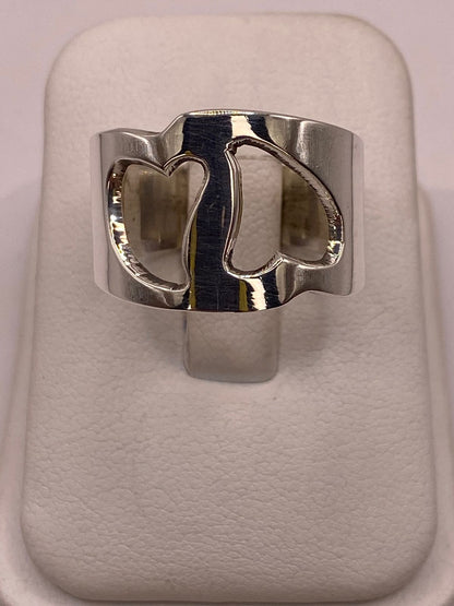 Anillo de Corazones Recortados en Plata .925, vista lateral