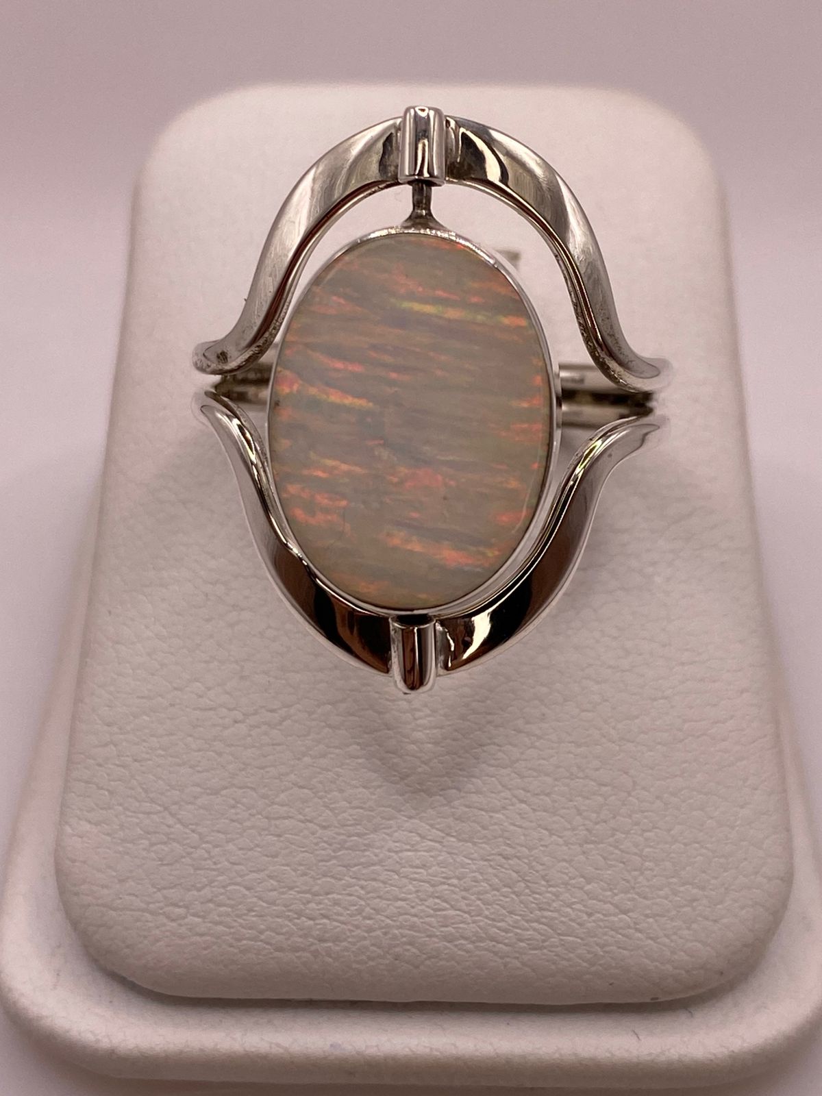 Anillo Doble Vista Giratorio con Ópalo de Fuego en Plata .925