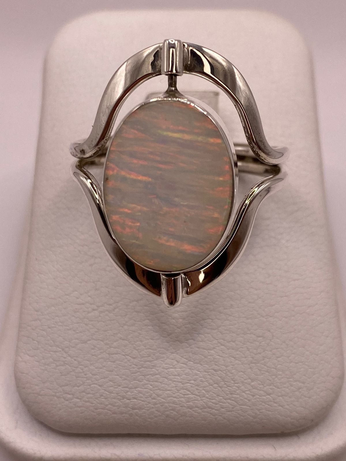Anillo Doble Vista Giratorio con Ópalo de Fuego en Plata .925