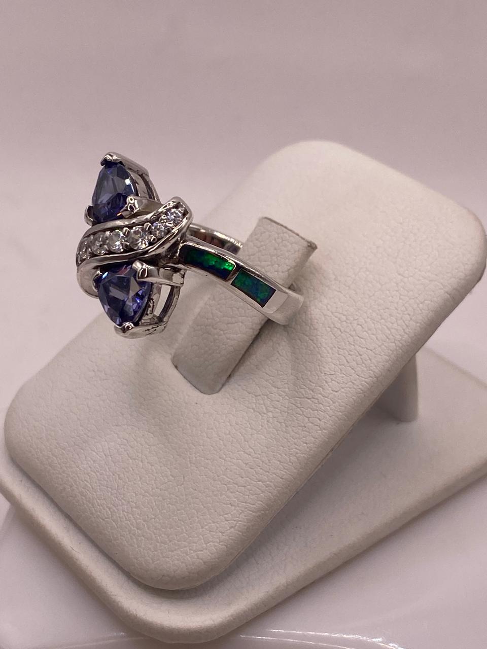 Anillo Elegante de Plata 925 con Ópalo de Fuego y Zirconia