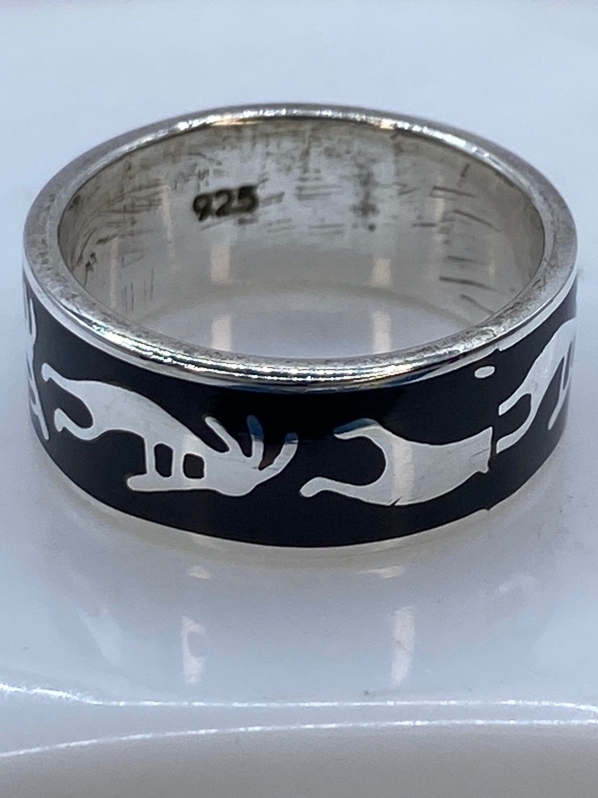 Anillo Escena Ancestral de Plata .925 con Obsidiana Negra