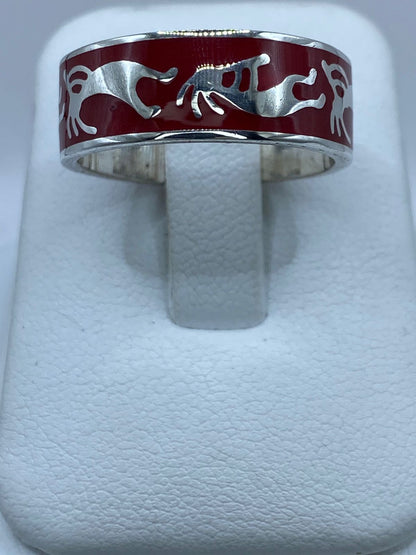 Anillo Espíritu Ancestral en Plata .925 con Coral Rojo, vista lateral