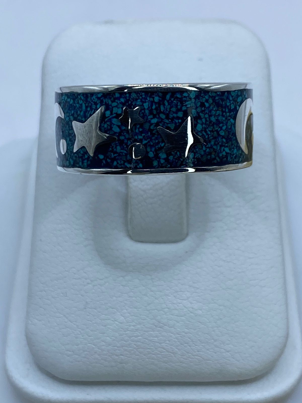 🌙⭐ Anillo Estrellas y Luna en Plata .925 con Turquesa Natural