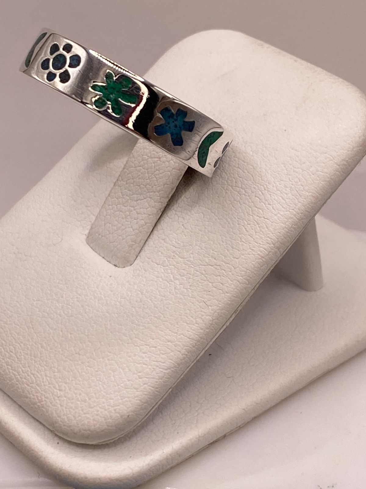 🌙🌸 Anillo Floral y Lunar de Plata .925 con Incrustaciones