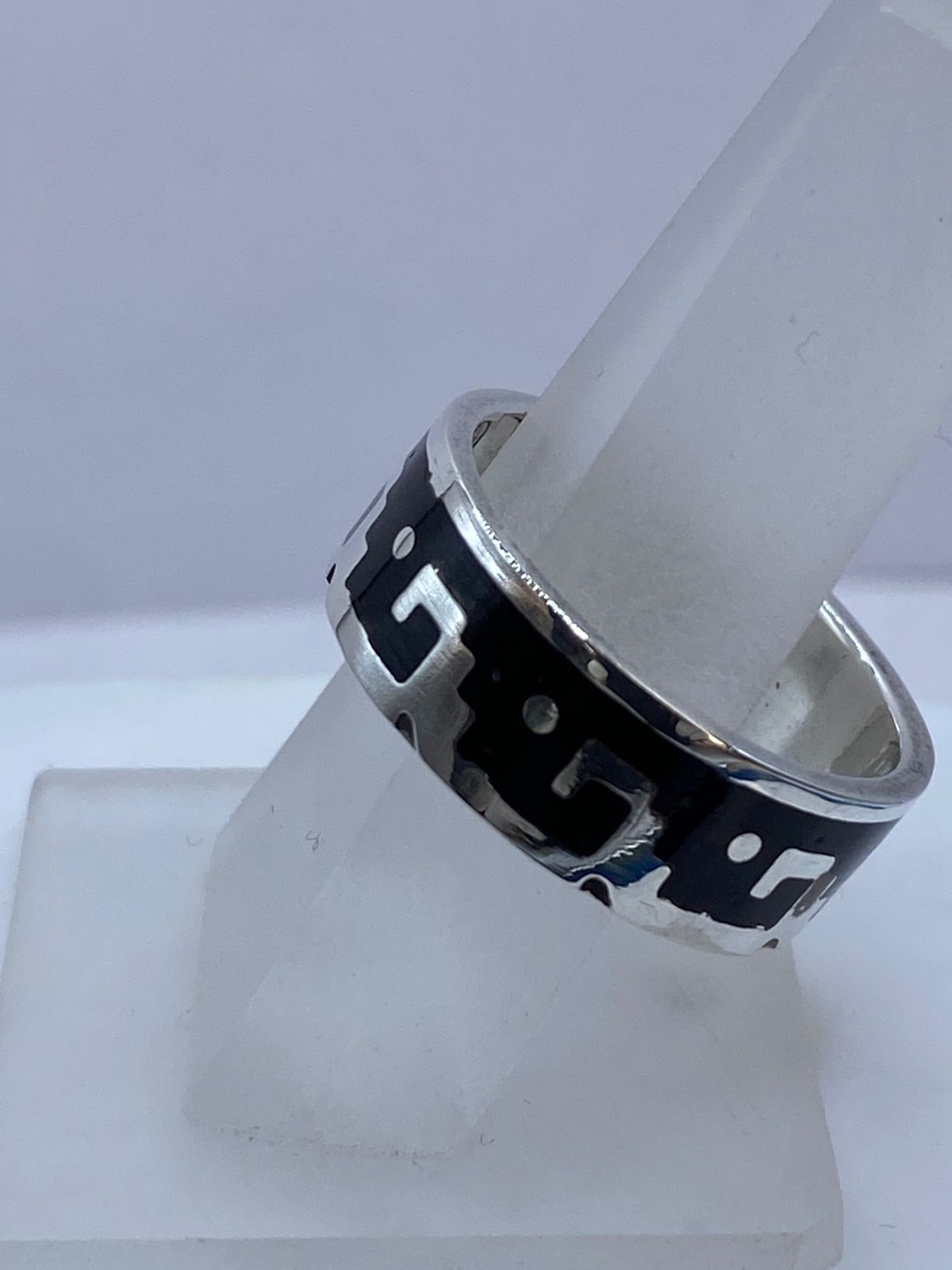 Anillo Forma de Olas en Plata .925 con Obsidiana Negra