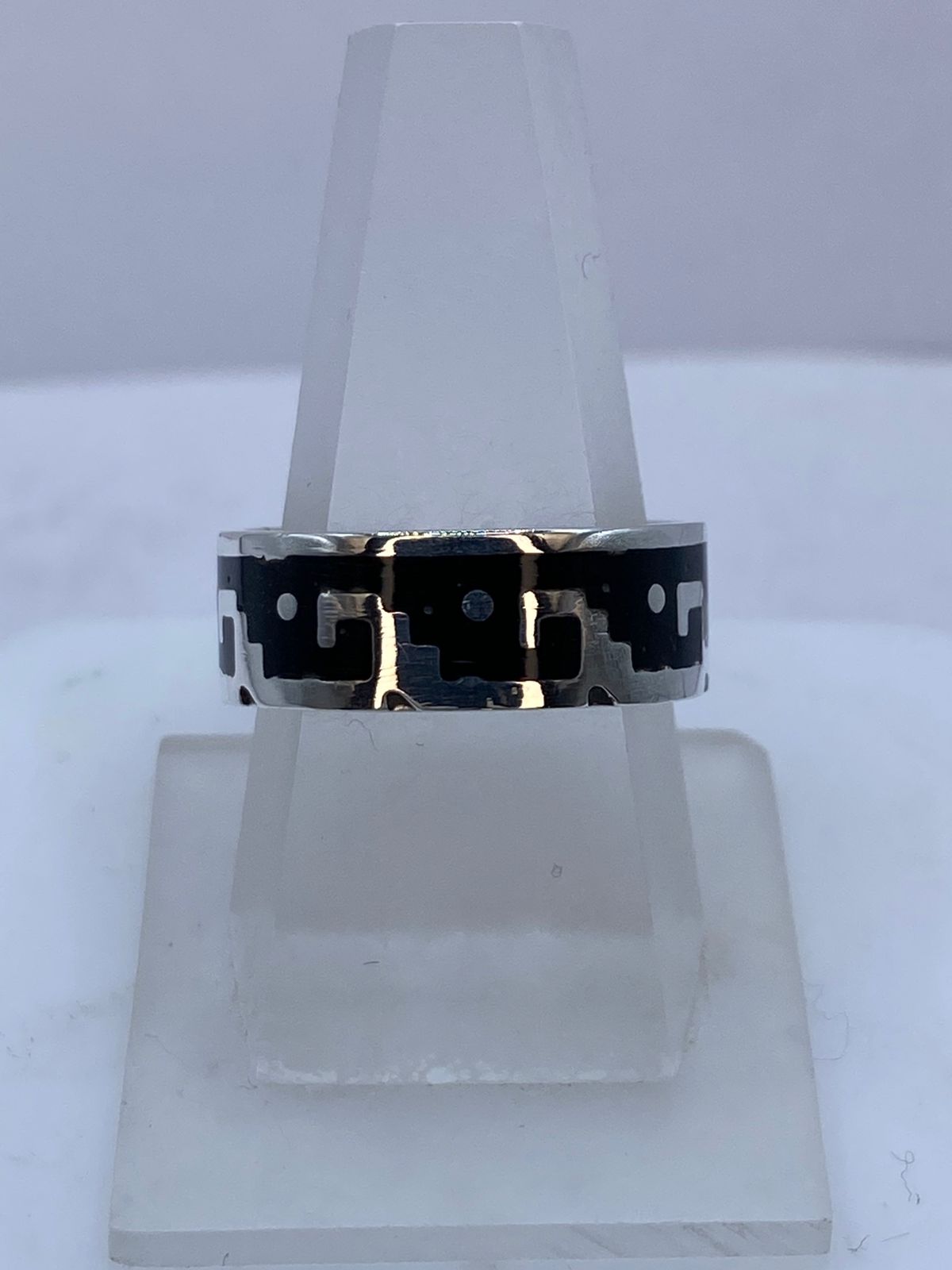Anillo Forma de Olas en Plata .925 con Obsidiana Negra