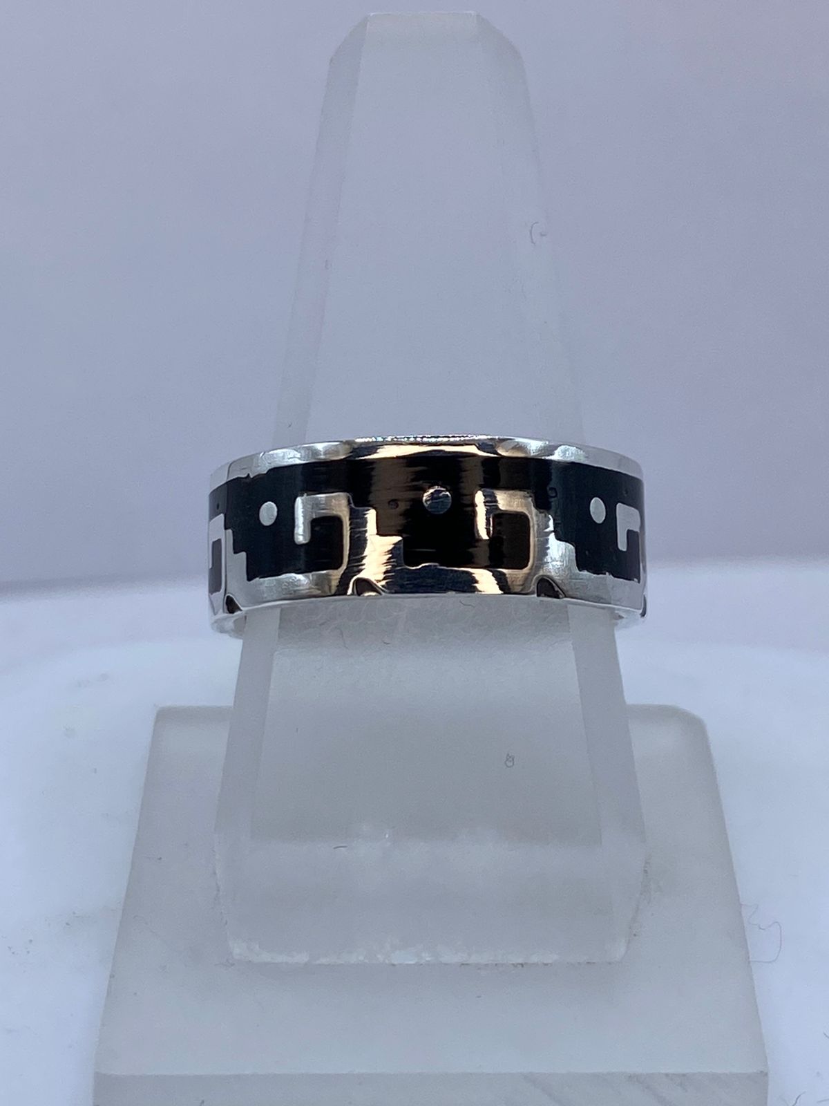 Anillo Forma de Olas en Plata .925 con Obsidiana Negra