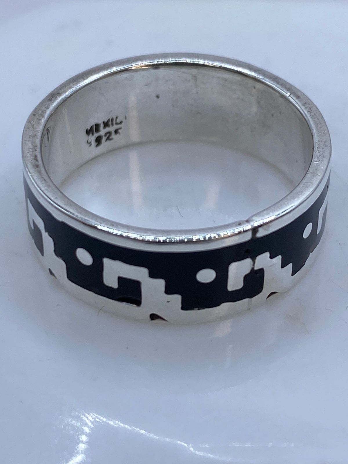 Anillo Forma de Olas en Plata .925 con Obsidiana Negra