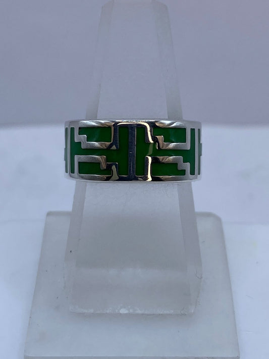 Anillo Geometría Ancestral de Plata .925 con Malaquita