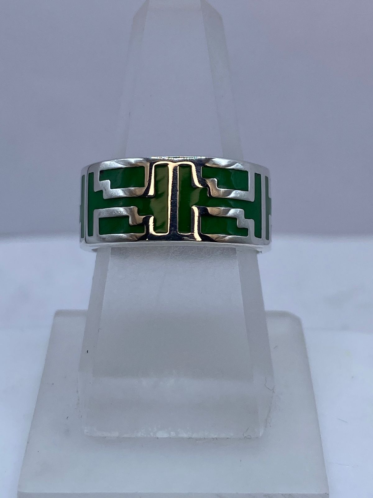 Anillo Geometría Ancestral de Plata .925 con Malaquita